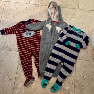 THREE Carters fleece pajamas, size 18 mo